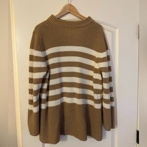Talbots Tan and Cream Striped Long Sleeve Sweater
